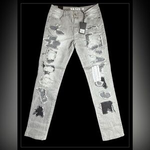 Gray Distressed Men's Jeans